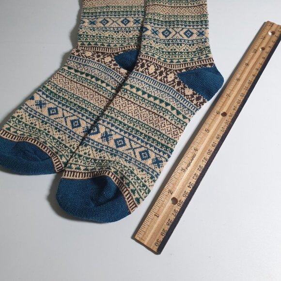 Tribal Print Knit Men Socks Multicolor  Warm Cozy Cabin Core Crew Winter Gift - Picture 2 of 4
